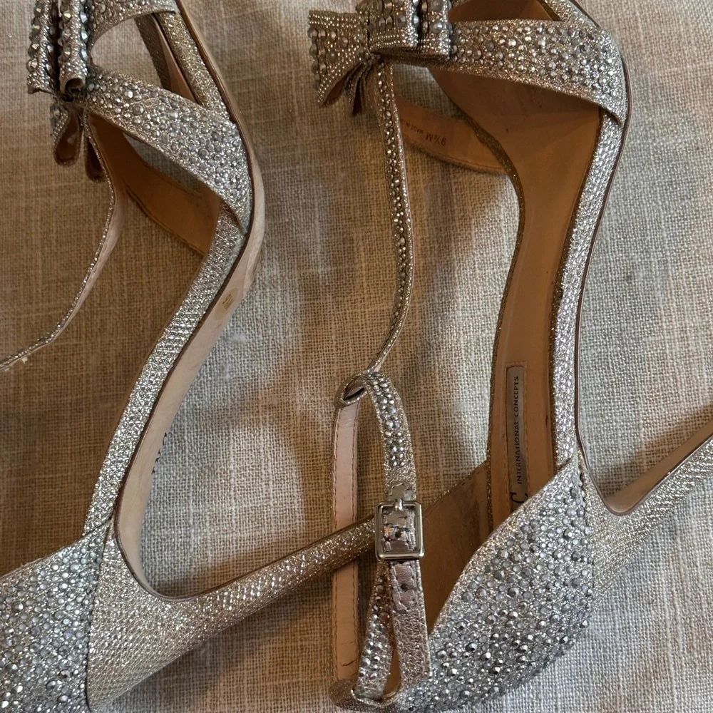 INC International Concepts Glittering Silver Heels - Picture 11 of 15